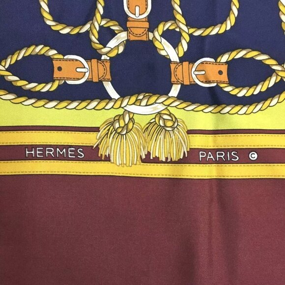 740189AB Hermes Scarf Rope Carre Multicolor Silk - Picture 7 of 9